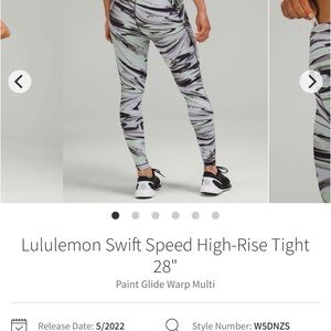 NWT Lululemon Swift Speed High-Rise Tight 28" Size 14 Paint Glide Warp Multi